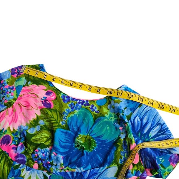 Waltah Clarke Vintage Hawaiian Maxi Dress, Short Sleeve, Vibrant, Floral, Small - Picture 10 of 10